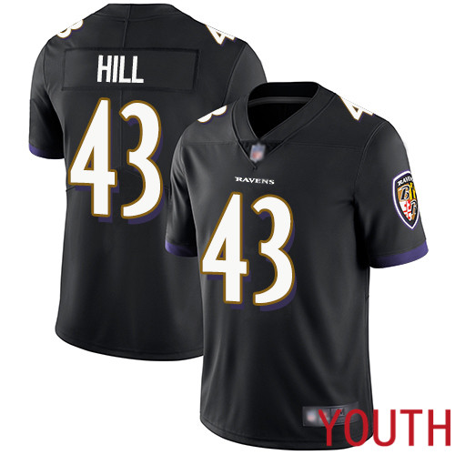 Baltimore Ravens Limited Black Youth Justice Hill Alternate Jersey NFL Football #43 Vapor Untouchable->youth nfl jersey->Youth Jersey
